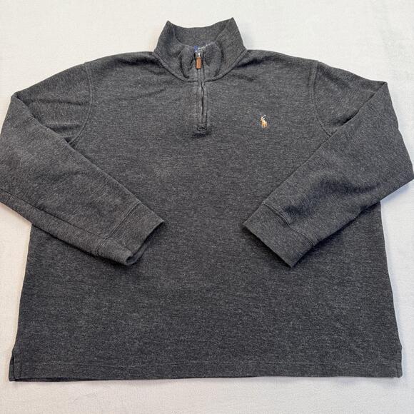 Polo Ralph Lauren Other - Polo Ralph Lauren Sweater Mens XL Gray Estate Rib Quarter Zip Cotton Pullover